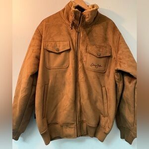 Sean John Tan Ultra Suede Flight Jacket *Vintage Style Size Large